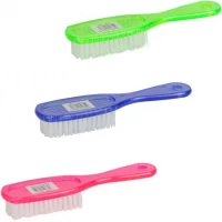 Щітка господарська з пластиковою ручкою 17,5*4*3см прозора/неонова 0830