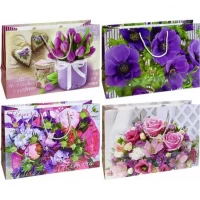 Пакет кольоровий великий Квіти горизонтальний 36х25х10 см 5061