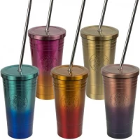 Термостакан 600 мл із нержавіючої сталі з трубочкою B25-20