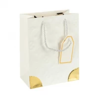 Пакет подарунковий 31х42х12 см з золотим декором та тисненням WHITE HL-1877