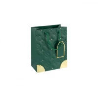 Пакет подарунковий 12х15х7см з тисненням та золотим декором GREEN HL-1884