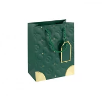 Пакет подарунковий 18х23х10см з тисненням та золотим декором GREEN HL-1885