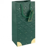 Пакет подарунковий 38х18х13см з тисненням та золотим декором Пляшка GREEN HL-1888