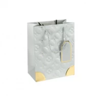 Пакет подарунковий 18х23х10см з тисненням та золотим декором SILVER HL-1895