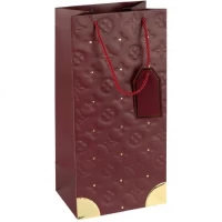 Пакет подарунковий  38х18х13см з тисненням та золотим декором Пляшка SILVER HL-1903