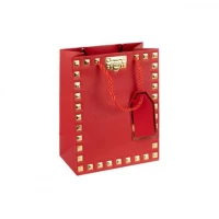 Пакет подарунковий 18х23х10см із тисненням фольгою 18х23х10см  RED HL-1905