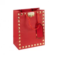 Пакет подарунковий 26х32х12см із тисненням фольгою RED HL-1906