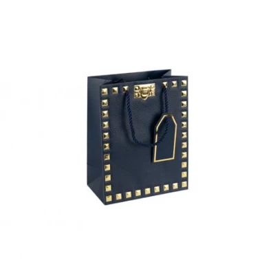 Пакет подарунковий 12х15х7см із тисненням фольгою DARK BLUE HL-1924