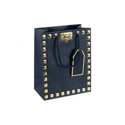 Пакет подарунковий 18х23х10см із тисненням фольгою DARK BLUE HL-1925