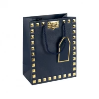 Пакет подарунковий 26х32х12см із тисненням фольгою DARK BLUE HL-1926