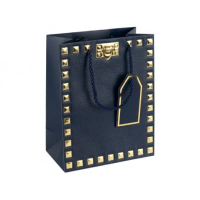 Пакет подарунковий 26х32х12см із тисненням фольгою DARK BLUE HL-1926