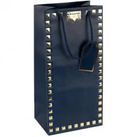 Пакет подарунковий 38х18х13см із тисненням фольгою Пляшка DARK BLUE HL-1928 Пакет подарунковий 38х18х13см із тисненням фольгою Пляшка DARK BLUE HL-1928