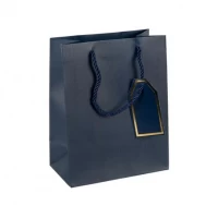 Пакет подарунковий 26х32х12см однотонний DARK BLUE HL-1989