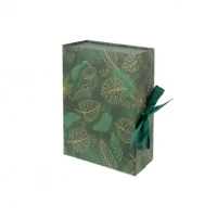 Подарункова коробка 28,2×20,2×9,2 см зі стрічкою та принтом DARK GREEN HL-214