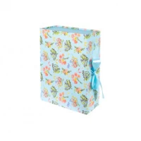 Подарункова коробка 28,2×20,2×9,2 см зі стрічкою та принтом BLUE HL-215