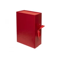 Подарункова коробка 28,2×20,2×9,2 см зі стрічкою та принтом RED HL-221