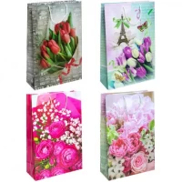 Пакет кольоровий гігант Квіти вертикальний 45х30х12см 6045