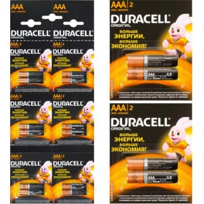 Батарейка Duracell LR-03 ААА по 20 штук на блистере
