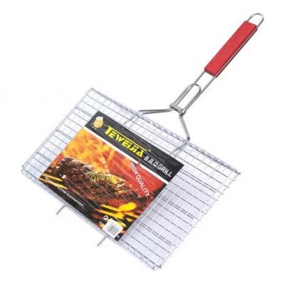 Решітка для мангала середня  36*25*2см, ручка 35см X1-225