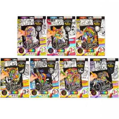 Набор бархатных раскрасок фломастерами «Velvet» VLV-01-01-10