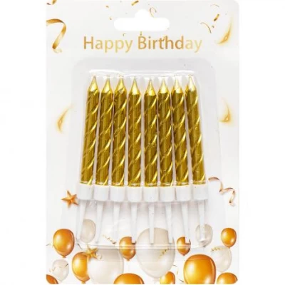 Набір свічок для торта Золото спираль