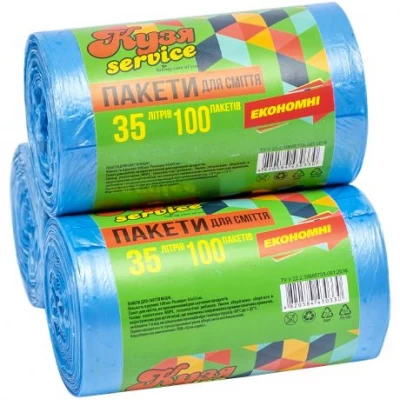 Пакет для мусора 50х60 35л 100 штук Кузя Service/Maestro 20010