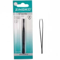 Пінцет прямий Zingko Classic сталь, чорний 9 см X1-13
