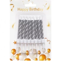 Набір свічок для торта Срібло спираль