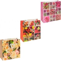 Пакет кольоровий квадрат Квіти 24х24х10 см 4003