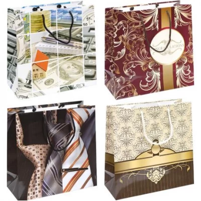 Пакет кольоровий квадрат Чоловічий 24х24х10 см 4004