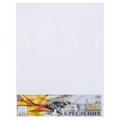Бумага для черчения А3 AmberGraphic "Графика" 10 листов, 200г/м², в п/п пакете