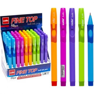 Ручка масляная "Fine Top" Cello CL-1361-50L тренажер левша синяя