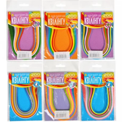 Папір для квілінгу 6-8 квітів, 200 смужок, 5х300мм Папір для квілінгу 6-8 квітів, 200 смужок, 5х300мм