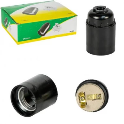 Патрон для лампочки чорний, цоколь Е743/95575