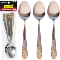 Набір столових ложок 6шт Виноградна гілка золота 21см C 803-BS Набір столових ложок 6шт Виноградна гілка золота 21см C 803-BS