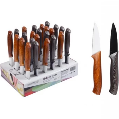 Ніж коричневий металевий 24 штуки 20см K16M - 01T/017