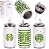 Термокружка 350мл із трубочкою 14*7см X2-46