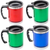 Термокружка 450мл кольорова з ручкою 11*8,5см X2-45