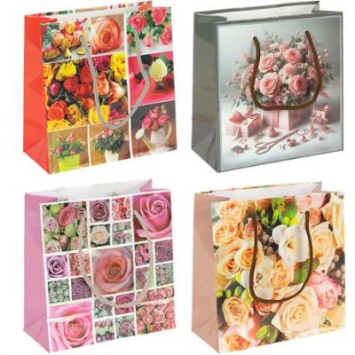 Пакет кольоровий чашка Букет 16х16х7 см 2002