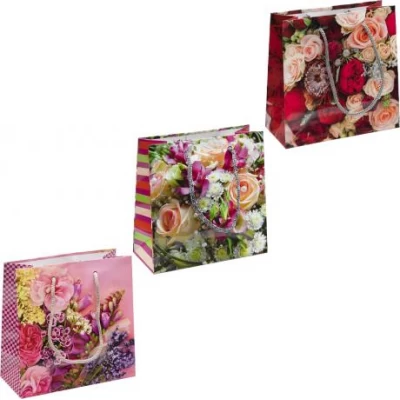 Пакет кольоровий чашка Квіти мікс 16х16х7 см 2003 Пакет кольоровий чашка Квіти мікс 16х16х7 см 2003