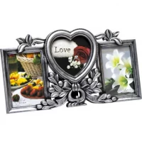 Фоторамка-колаж чорна з сріблом на 3 фотографії KF-10 32*18*2см