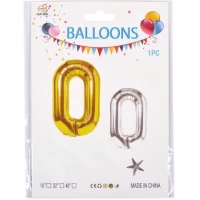 Шарик цифры метализированый №0 40см золото/серебро Шарик цифры метализированый №0 40см золото/серебро