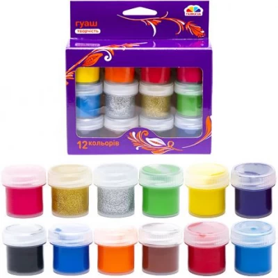 Гуаш 10 мл Творчість, 12 кольорів Гамма