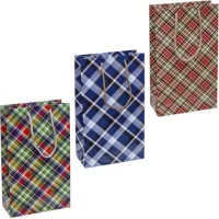 Пакет кольоровий середній Шотландка 27х16х5 см 3007