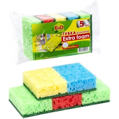 Губка для мытья посуды XL "Пено Эффект" Super Lux 5 штук, 9*6*3 см 10014/10019