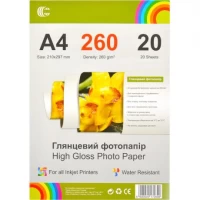 Фотопапір глянцевий А4 260 г/м² 20 аркушів С 497
