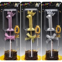 Свічка-цифра 1 5,5см з короною для торта JY-1064