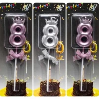 Свічка-цифра 8 5,5см з короною для торта JY-1064