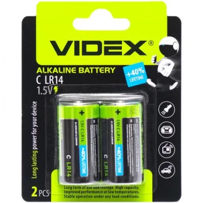 Батарейка Videx лужна 1.5V LR14 (бочечка) V-291864