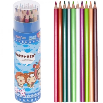 Олівці 24 кольори в тубусі зі стругачкою 20*4,5см Puppyred 6242